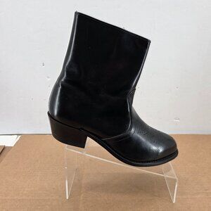 UFCW Boots Men's 1199 Black Leather VTG Cowboy Ankle USA Zip Up  Sz 8.5 EE